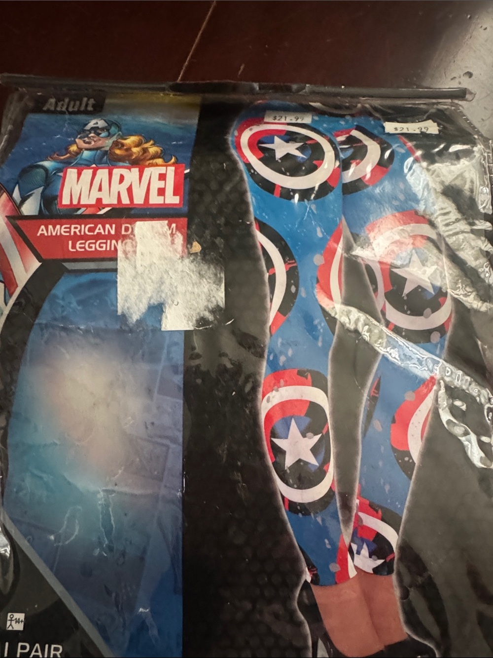 Marvel Captain America Shield Pattern Blue Red Leggings